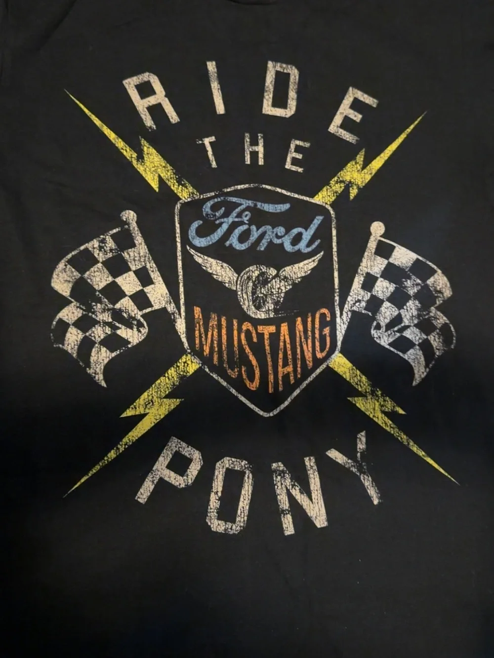 Ford' Black 'Ride the Pony' Mustang Graphic Tee